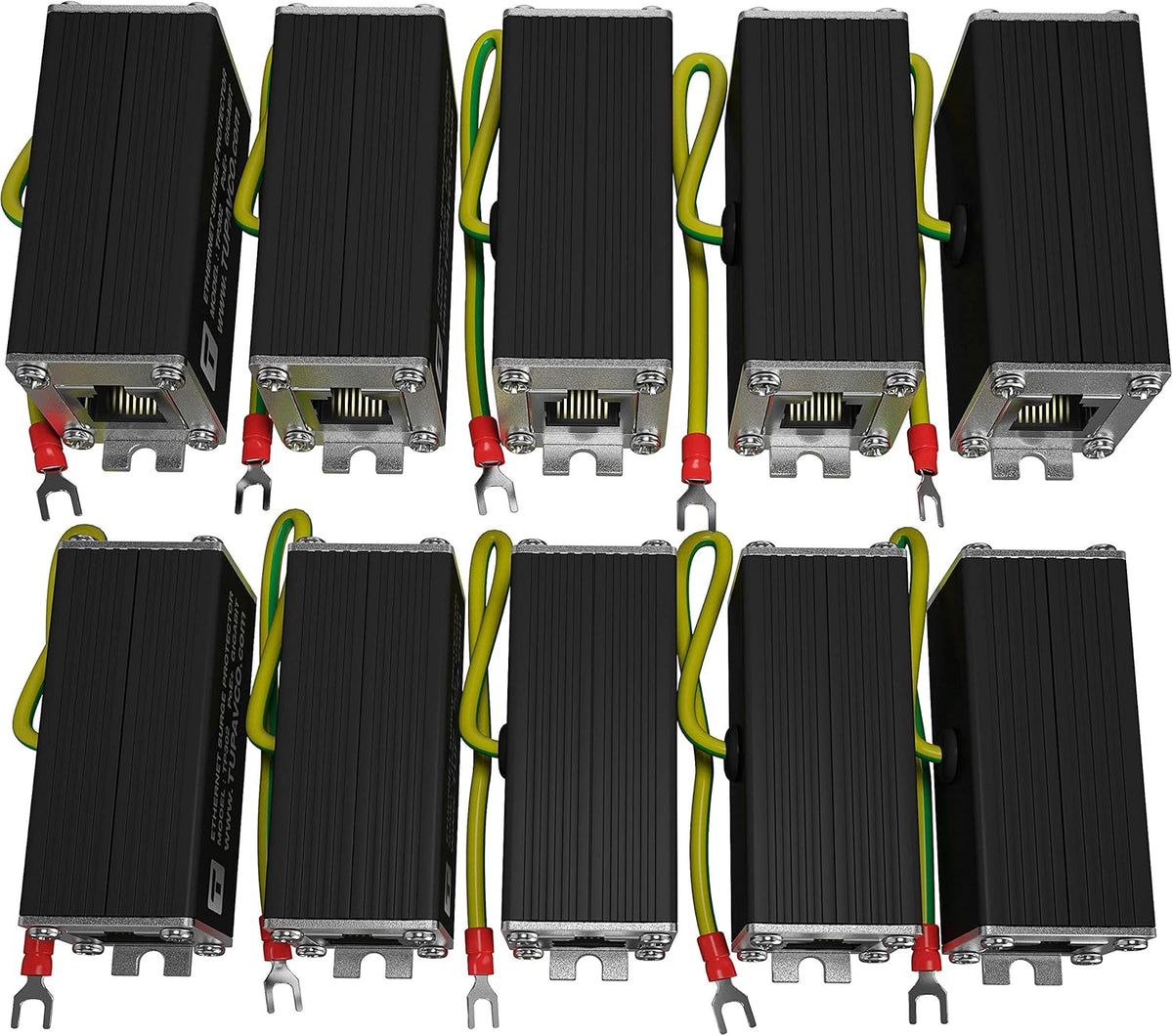 Ethernet Surge Protector 10 Pack PoE+ Gigabit Gas Discharge Tube Mounting Flange RJ45 Lightning Suppressor LAN Network CAT5 CAT6 1000 Mbps H1178
