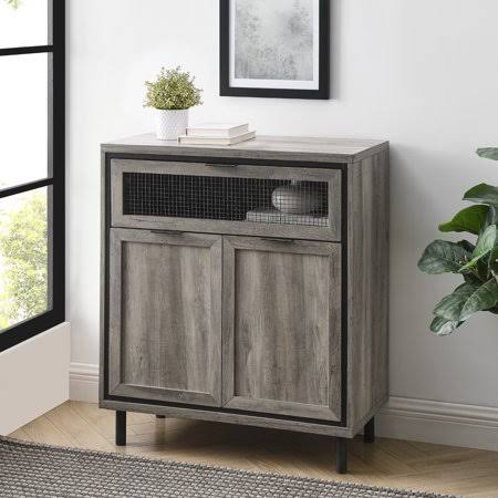 Grey Wash Metal Mesh Accent Cabinet S8751