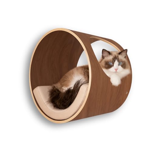 Oak Round Cat Wall Shelves with Cushion V726