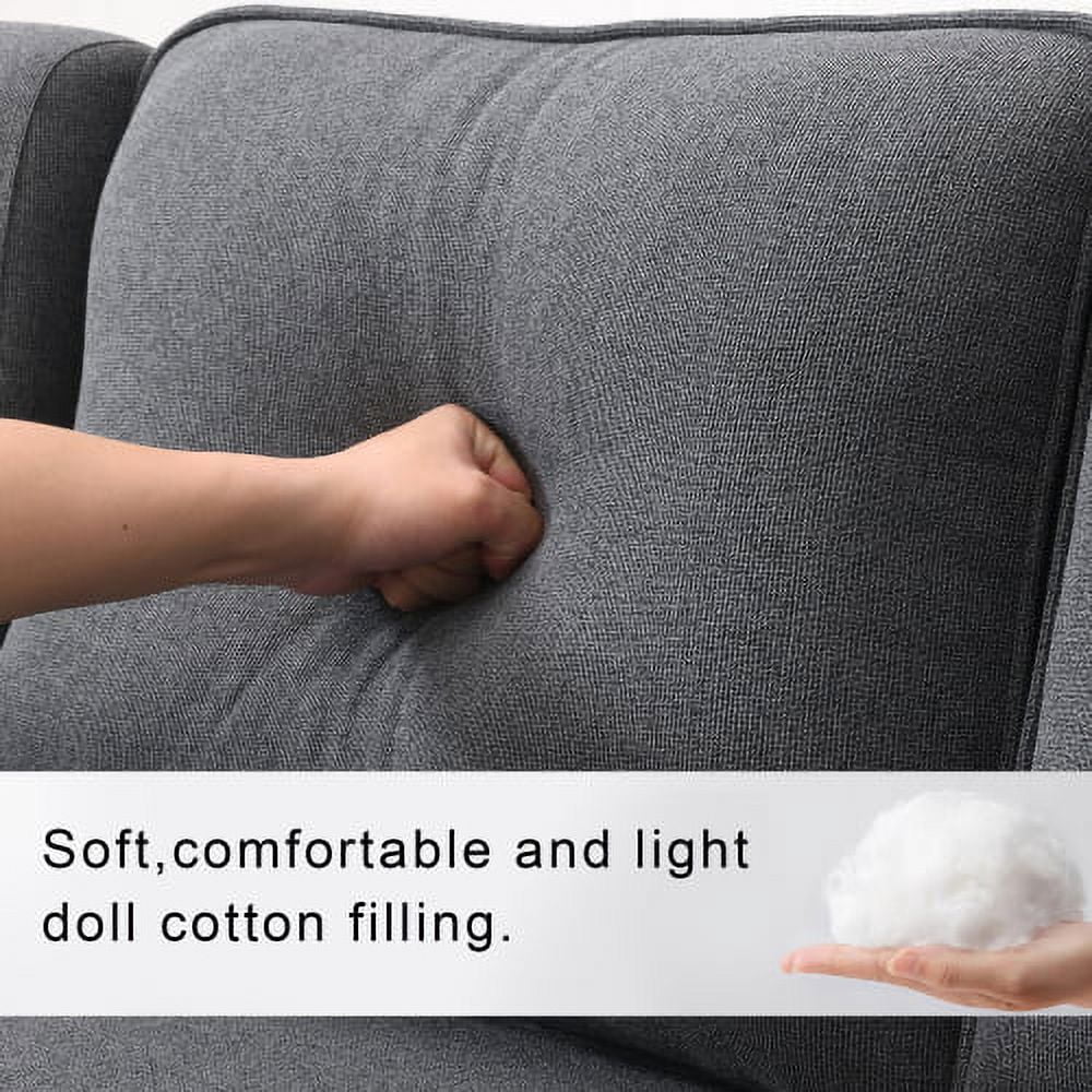104" 4-Seater Linen Fabric Sofa with Armrest Pockets and 4 Pillows M493