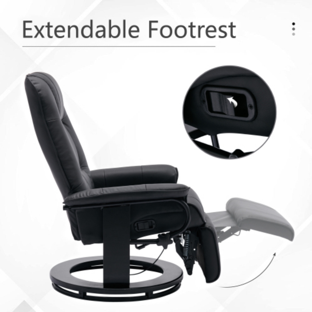Black Faux Leather Swivel Recliner with Footrest I247639