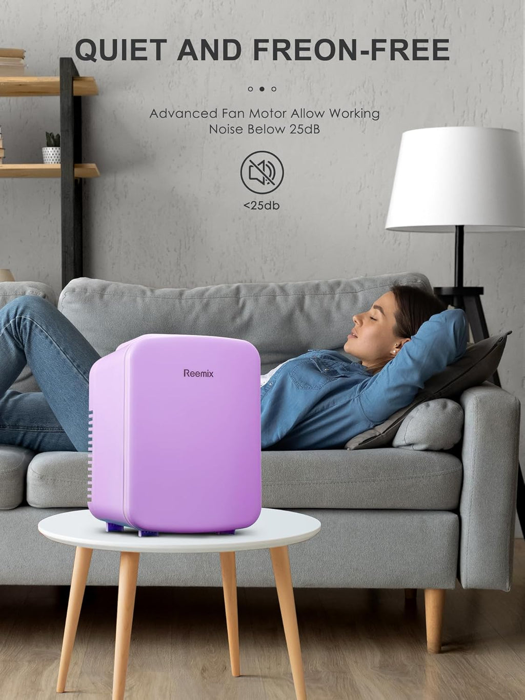 3.7 Liter 6 Can Portable Cooler Warmer Personal Refrigerator Freon-Free Purple Y668