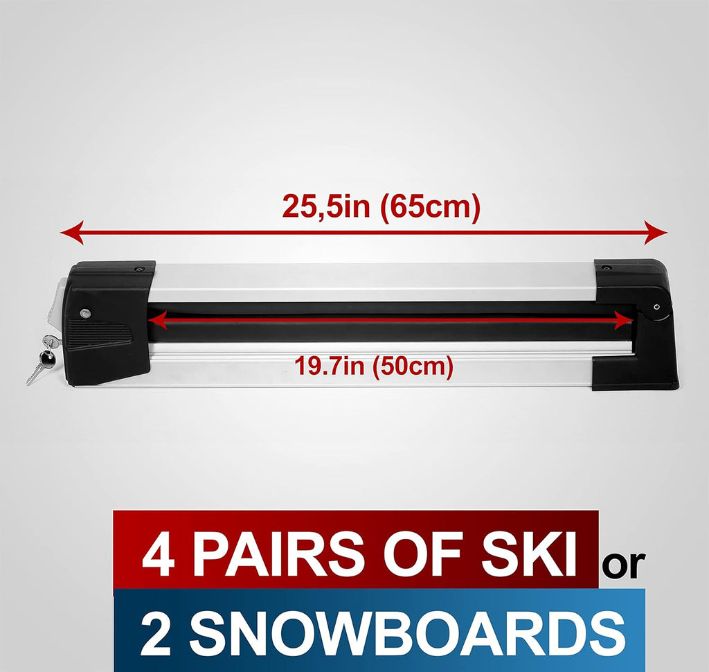 Universal Ski & Snowboard Car Rack with Anti-Theft Lock, 35 Fits Up to 6 Pairs of Skis or 4 Snowboards C127