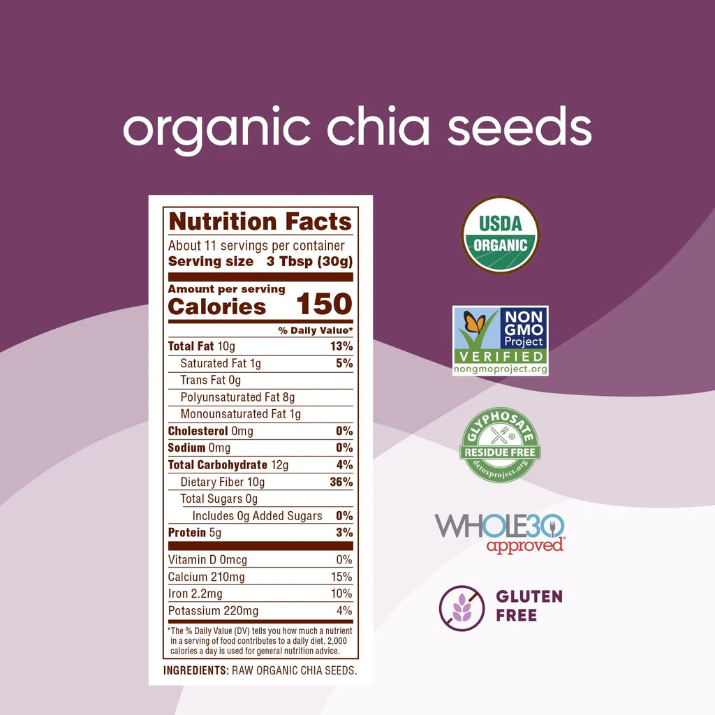 Organic Raw Black Chia Seeds, 12 Oz Q229