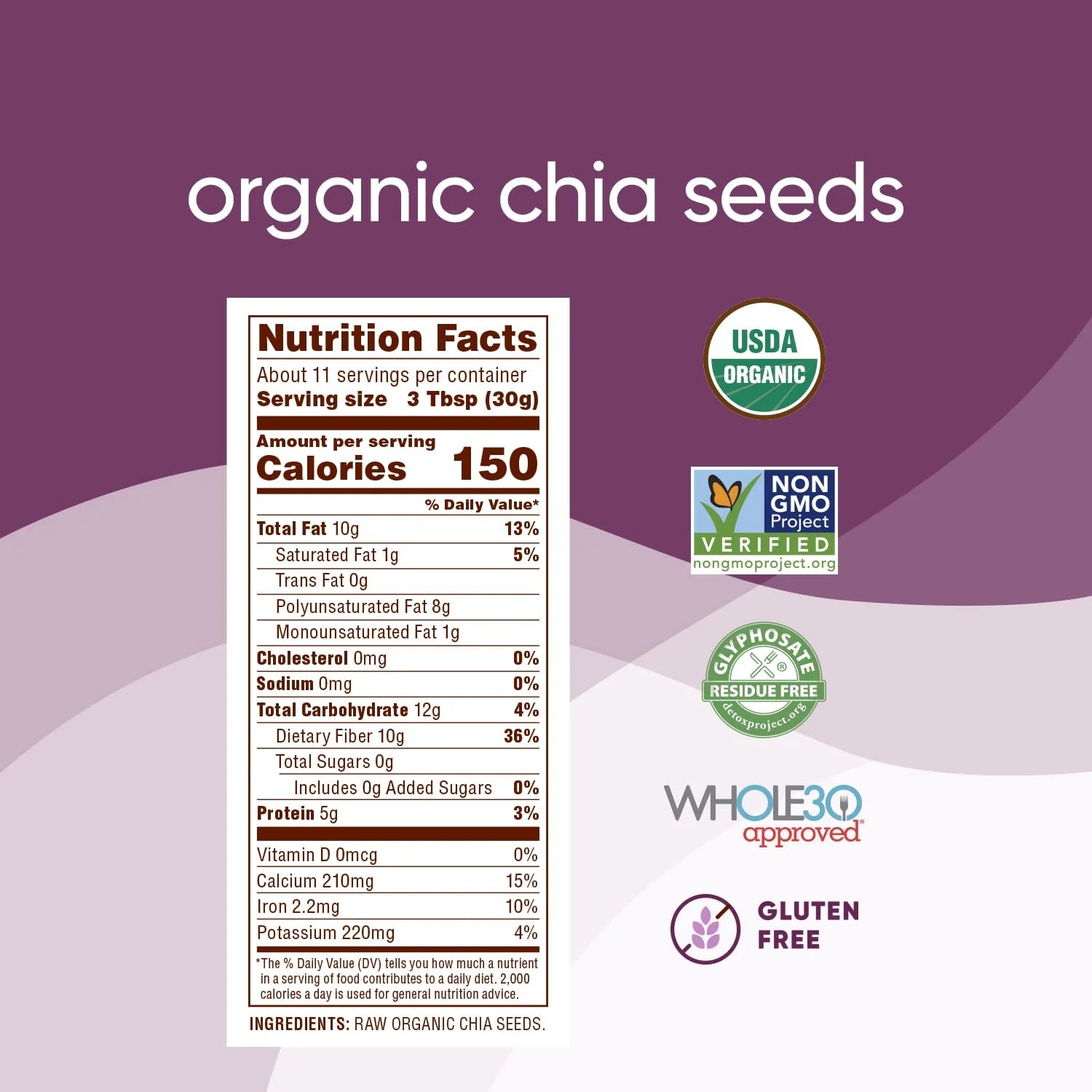 Organic Raw Black Chia Seeds, 12 Oz Q229