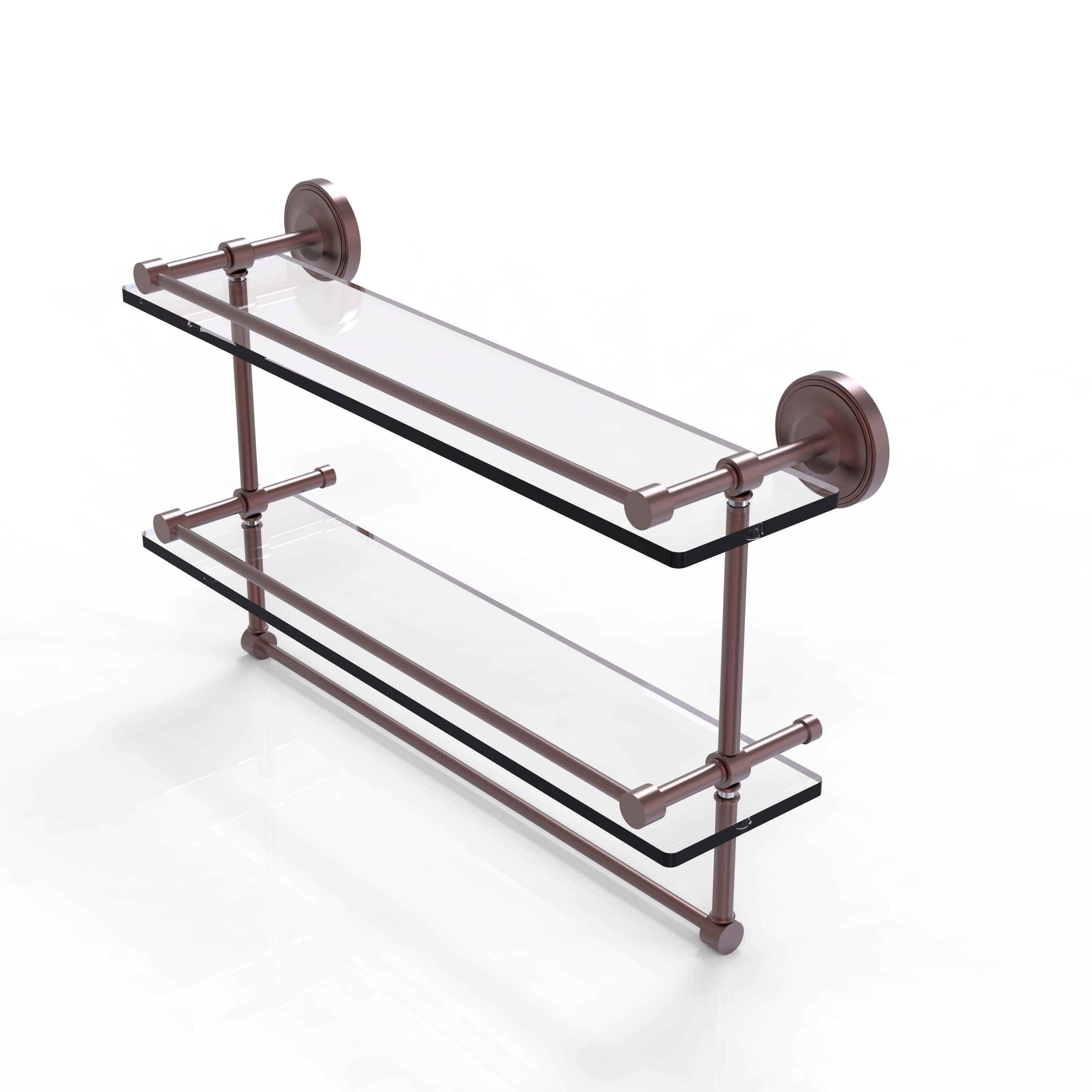 Double Glass Shelf with Towel Bar - Antique Copper - 22 inch G784159
