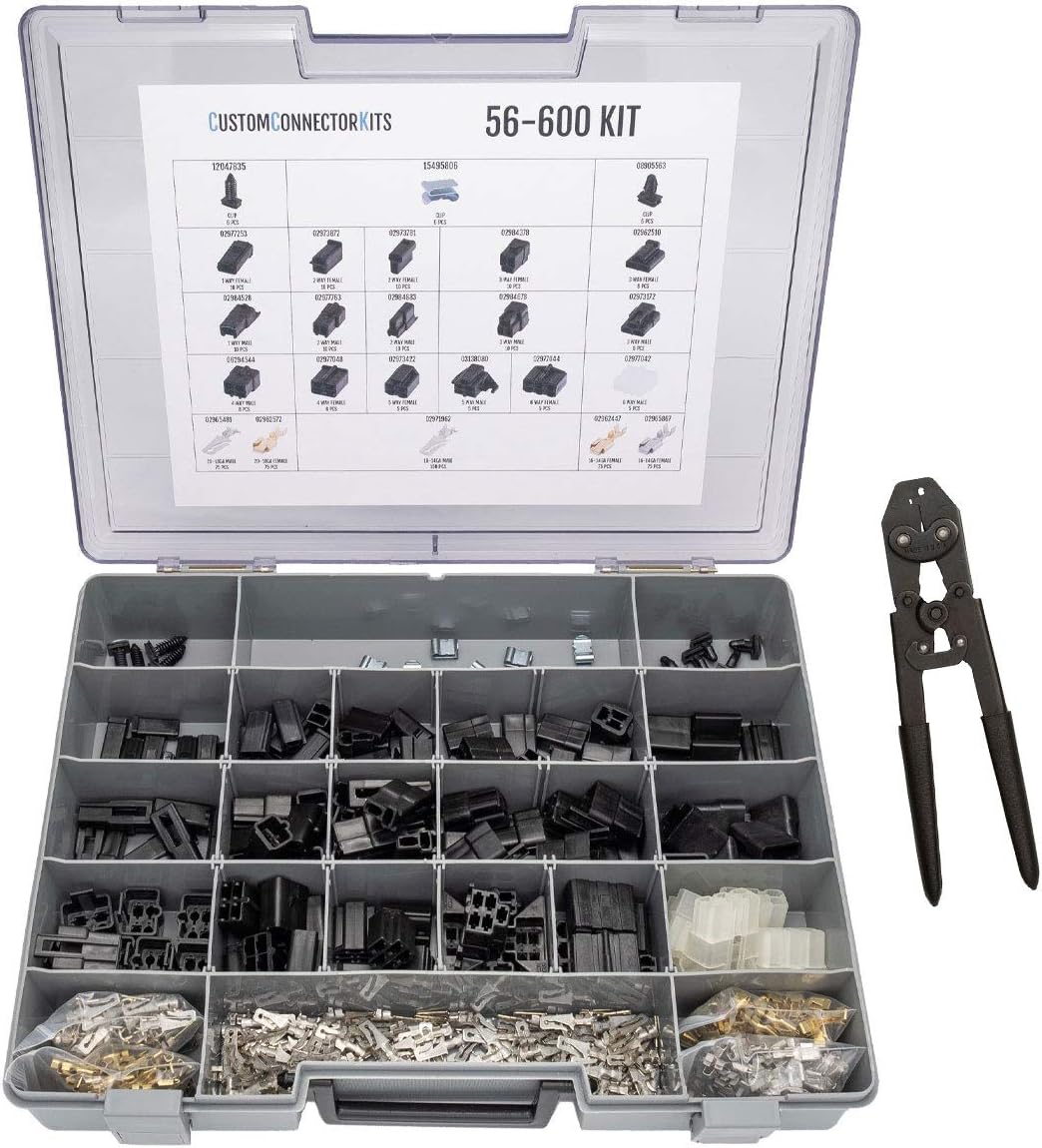 Automotive Electrical Connectors 600 Piece Kit with Crimp Tool B64937
