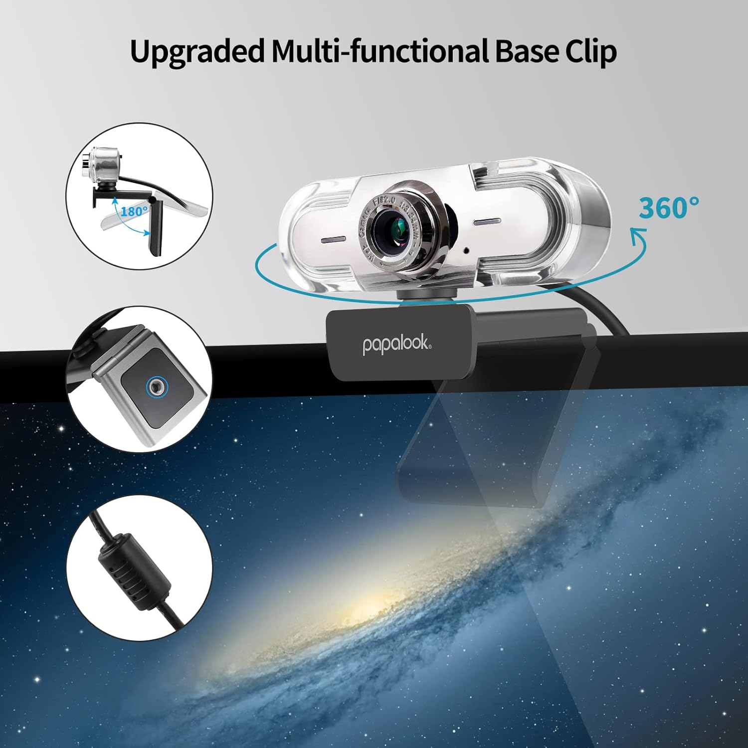 1080P Webcam with Microphone, Full HD Streaming Web Camera, 90° View Computer Camera, Manual Focus USB Camera I79436