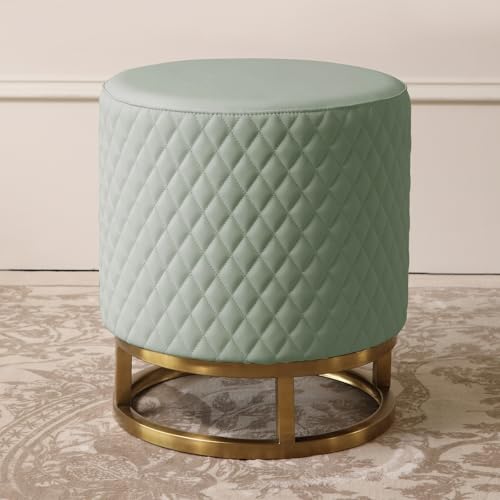 White Faux Leather Round Vanity Stool R87580