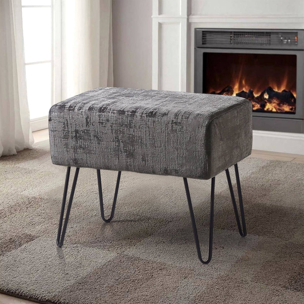 Textured Velvet Ottoman M18492