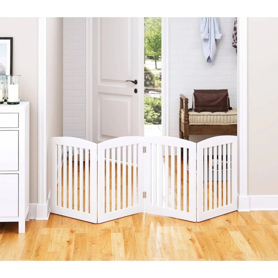 24 inch 4 Panel Wooden Freestanding Foldable Pet Gate Z554
