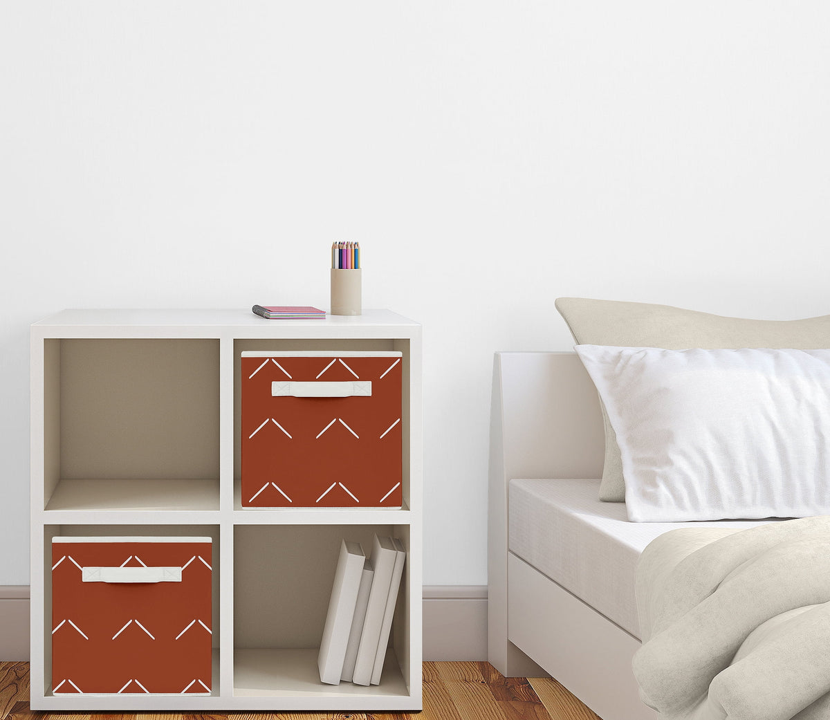 Orange Rust Fabric Storage Bin Set of 2 X374