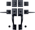Matte Black Double Door Handleset with Single Cylinder Deadbolt Lock and Lever U83638