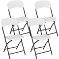 White Plastic Folding Chairs Set of 4 with Metal Frame I18691