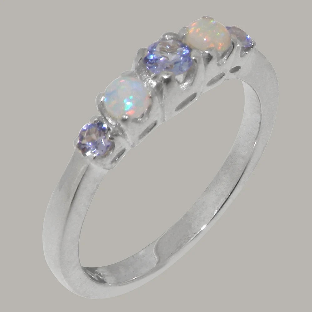 14k White Gold Tanzanite Opal Women's Engagement Ring Size 7 C637233
