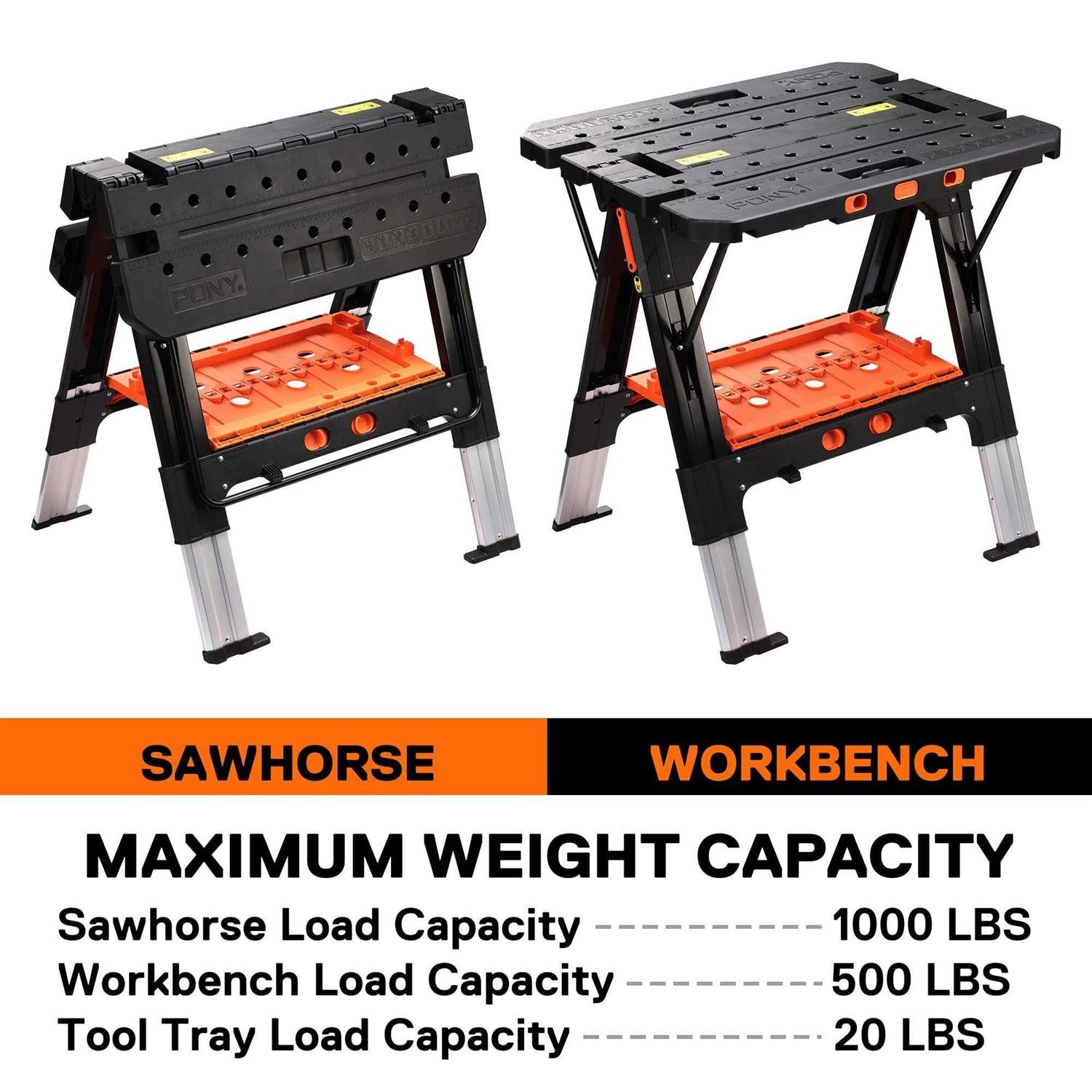 Portable Folding Work Table 2-in-1 Sawhorse Workbench A5406