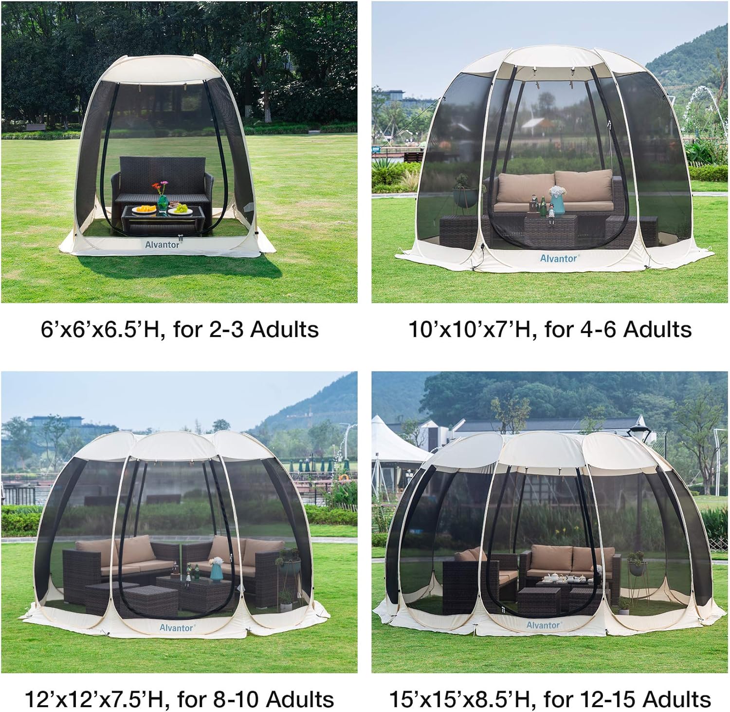 Beige 6'x6' Pop Up Screen House Tent C614611