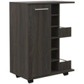 Espresso Bar Cart Cabinet with 6-Cubbies and 2-Shelves F771433