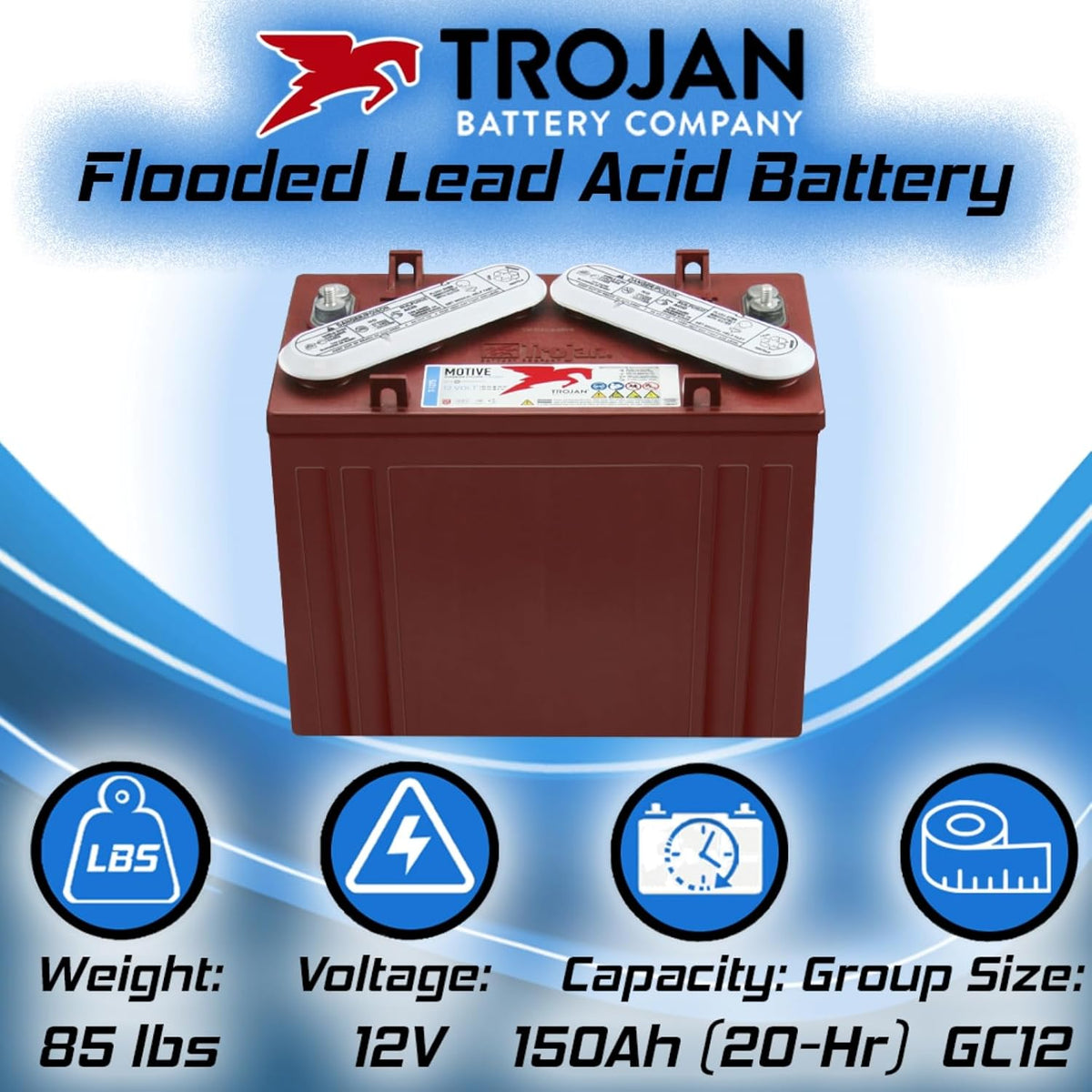 12V 150Ah Flooded Lead Acid Deep Cycle Battery x2 J6367