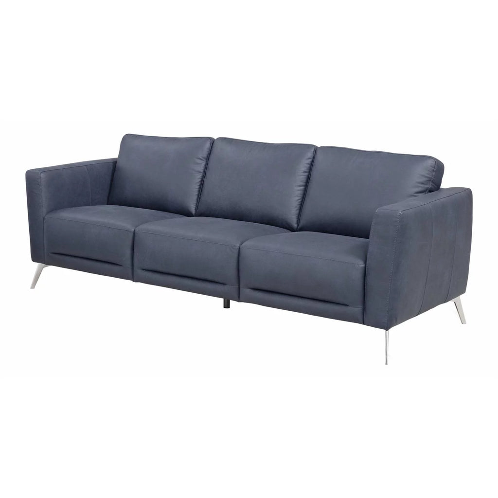 Blue Leather Sofa L6604