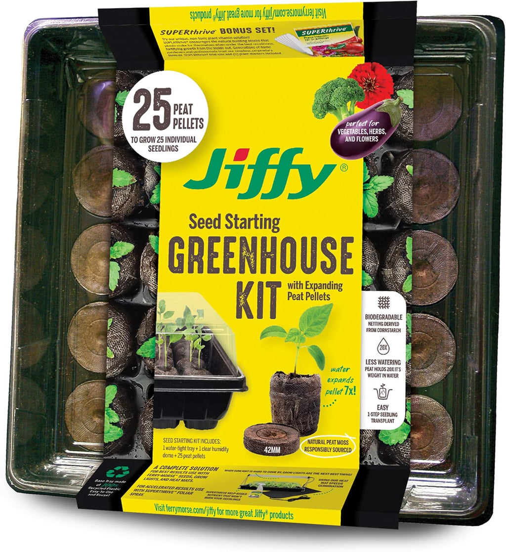 42mm Seed Starting Greenhouse Kit with 25 Biodegradable Expanding Peat Pellets M789429