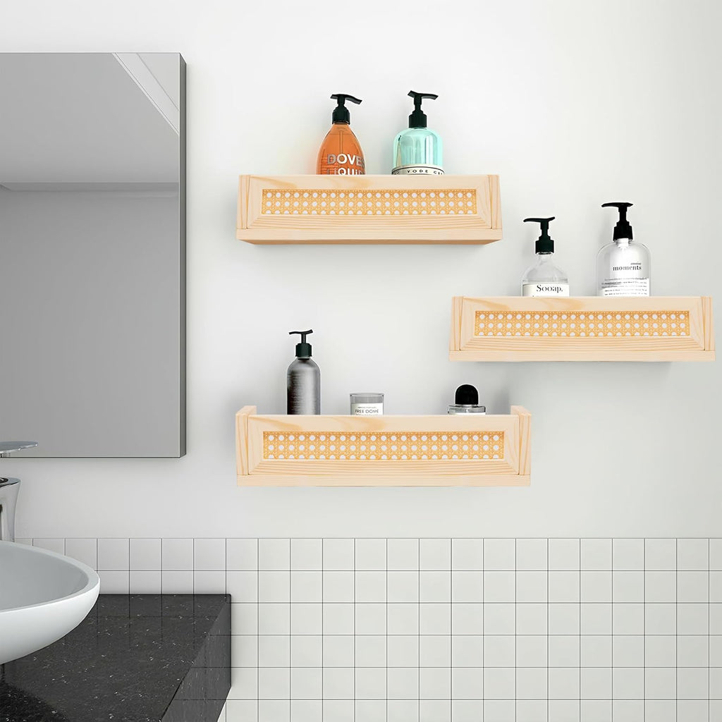 16" Rattan Shelf Set of 3 O269098