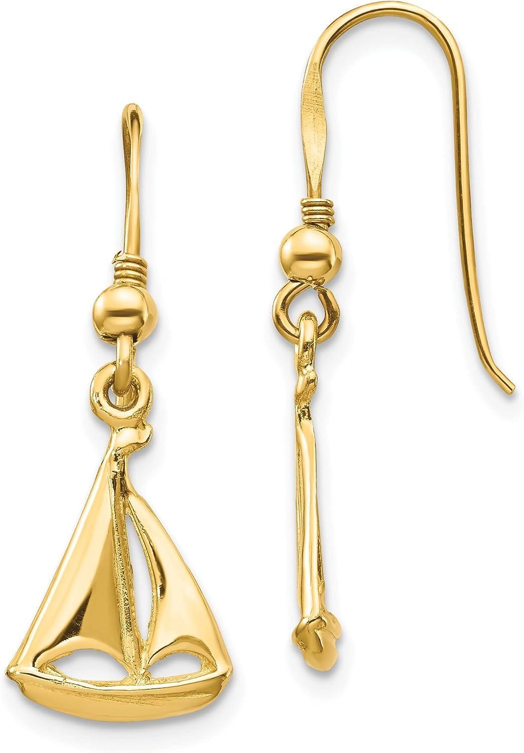 14K Yellow Gold Sailboat Shepherd Hook Earrings X822249