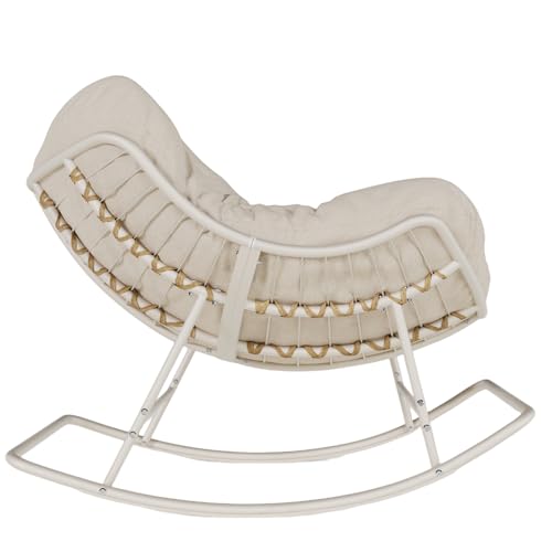 Oversized Egg Wicker Rocking Chair with Cushion - Gray A872