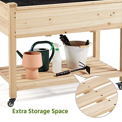 Wooden Raised Garden Bed with Wheels, 2 PCS O439196