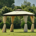10' X 10' Outdoor Gazebo Tent with Metal Frame, khaki X652053