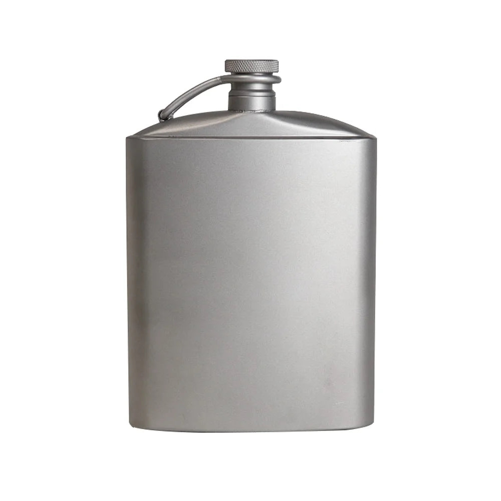 Titanium Flask Hip Flagon with Screw Clip Ultralight Flat Bottle with Ti Funnel K8643