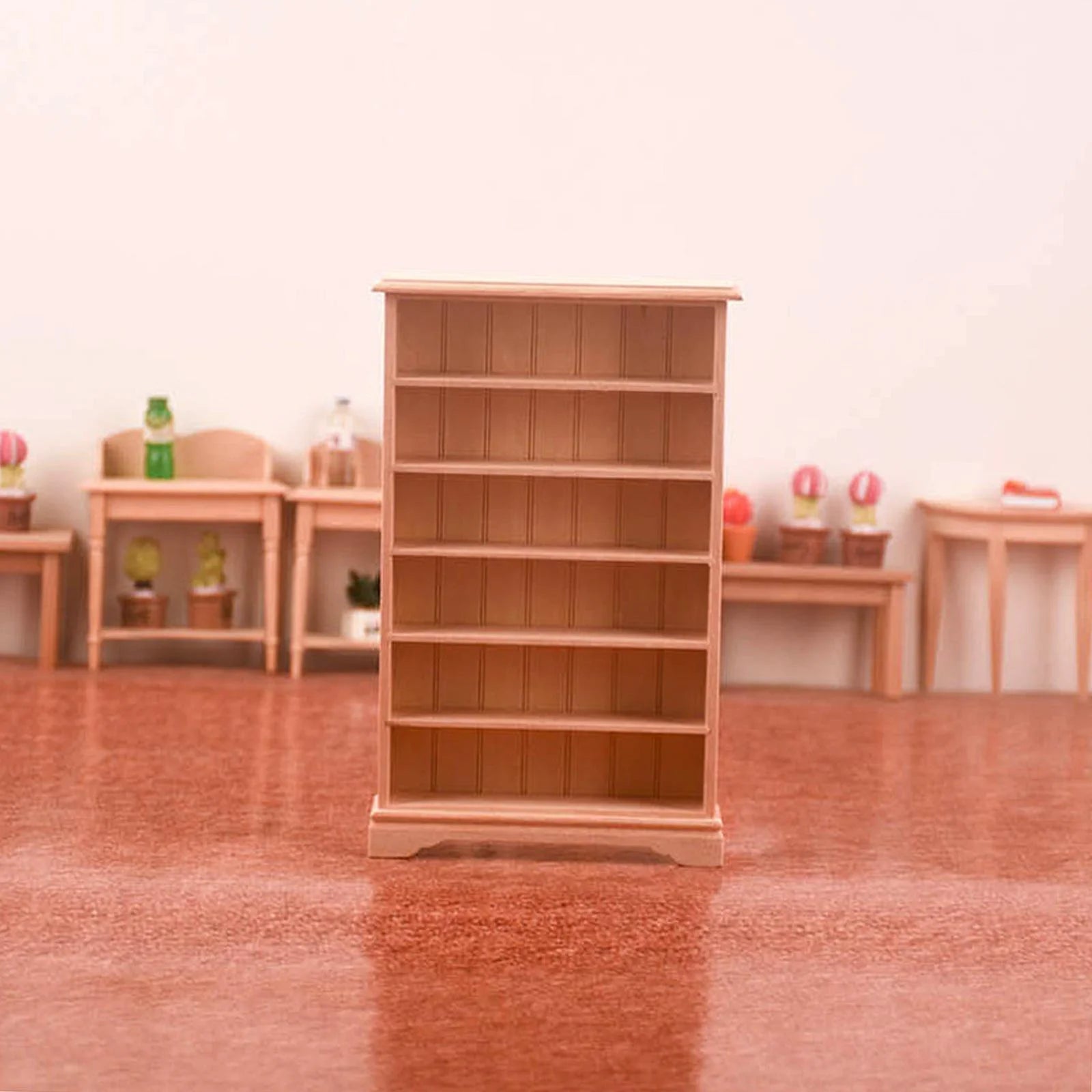 Dollhouse Miniature Wooden Bookcase Display Shelf A544945