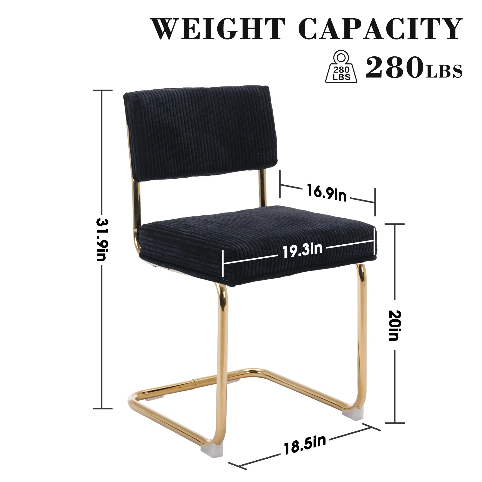 Black Corduroy Dining Chairs Set of 4 L874763