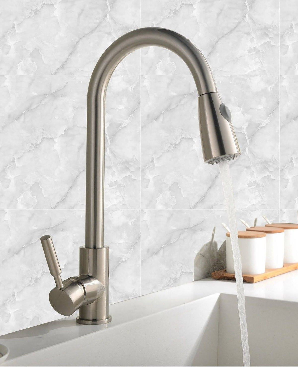 Commercial Stainless Steel Single Handle Pull Down Sprayer Kitchen Faucet N4351