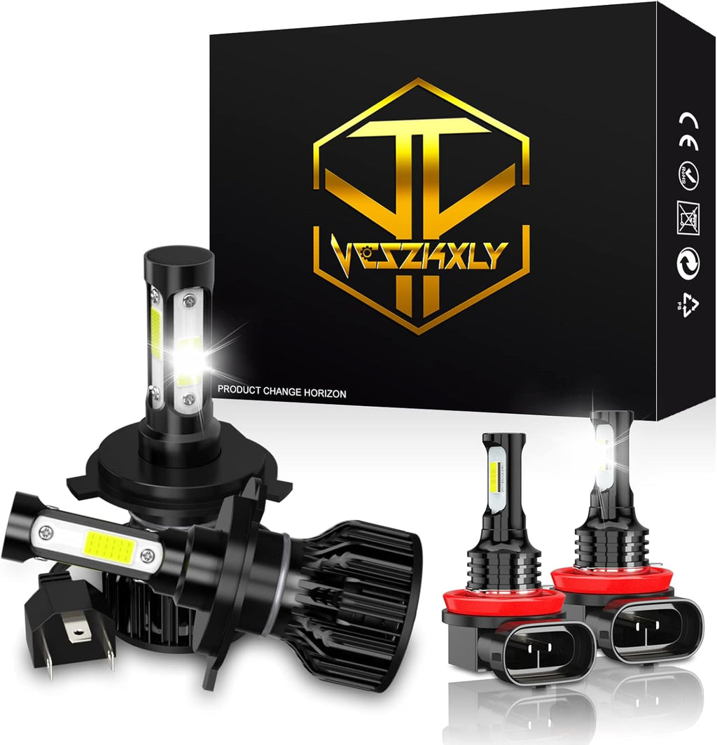 9003/H4 High/Low Beam LED Headlight Bulbs, H11/H16 LED Fog Light Bulbs, Pack of 4 N513