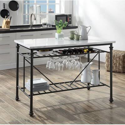 White Cultured Stone Kitchen Island F793346