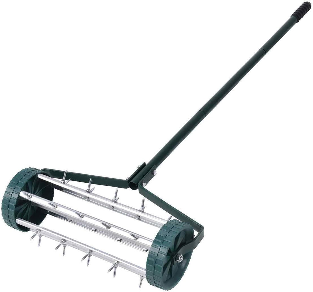 Rolling Lawn Aerator 18-inch Spike Soil Aeration, 40.5-in Handle, Pack of 2 X966