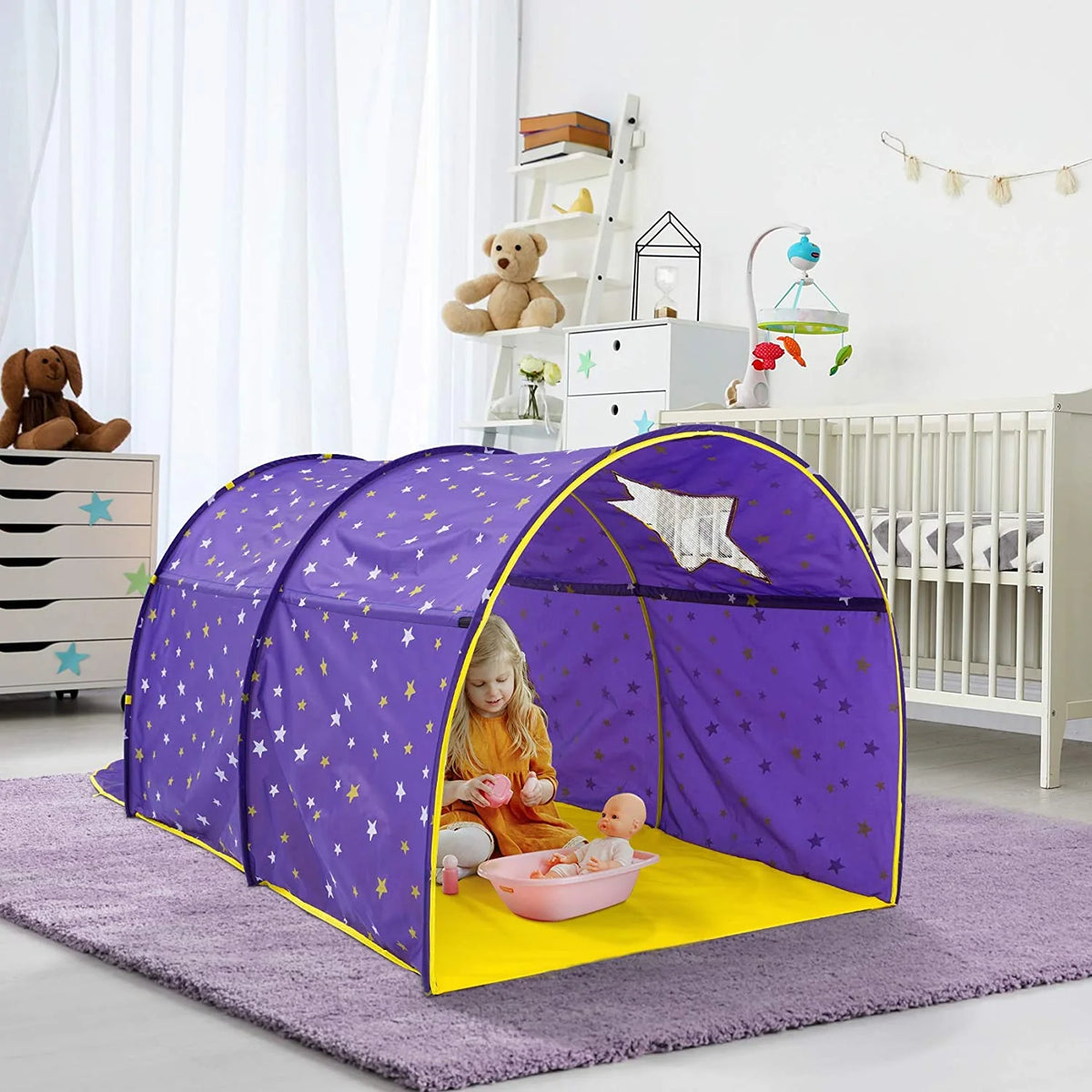 Purple Kids Playhouse Bed Tent Canopy L691