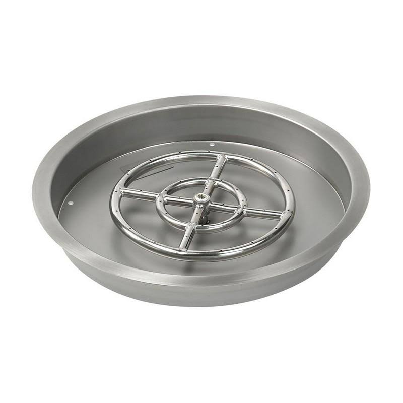 Round Stainless Steel Drop-In Pan with Match Light Kit Propane Fire Pit Ring V18247