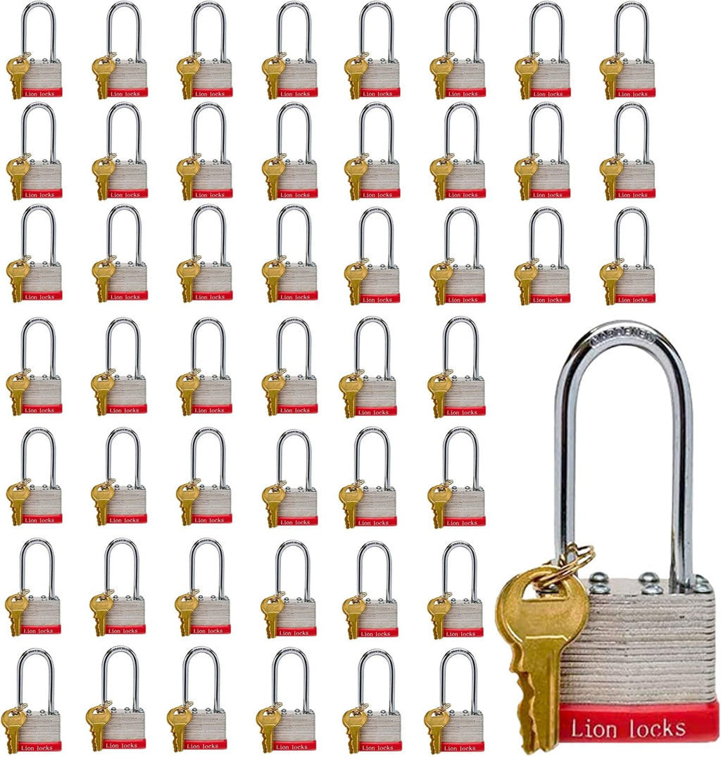 48 Keyed-Alike Padlocks with 2" Long Shackle, Hardened Steel Case, Brass Pin Cylinder S558