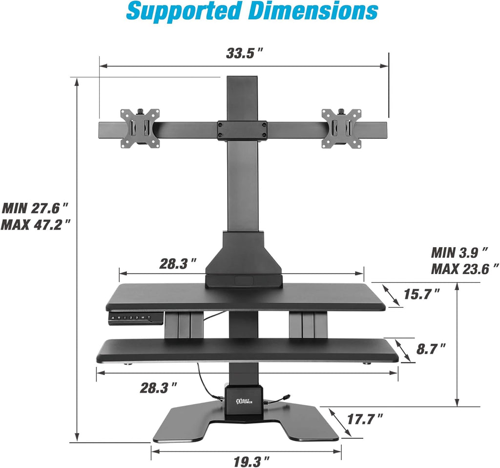 Dual 32" Monitor Electric Standing Desk with Keyboard Tray Extra Large 28"x 16" Tabletop Motorized Height Adjustable Sit to Stand Table N9119