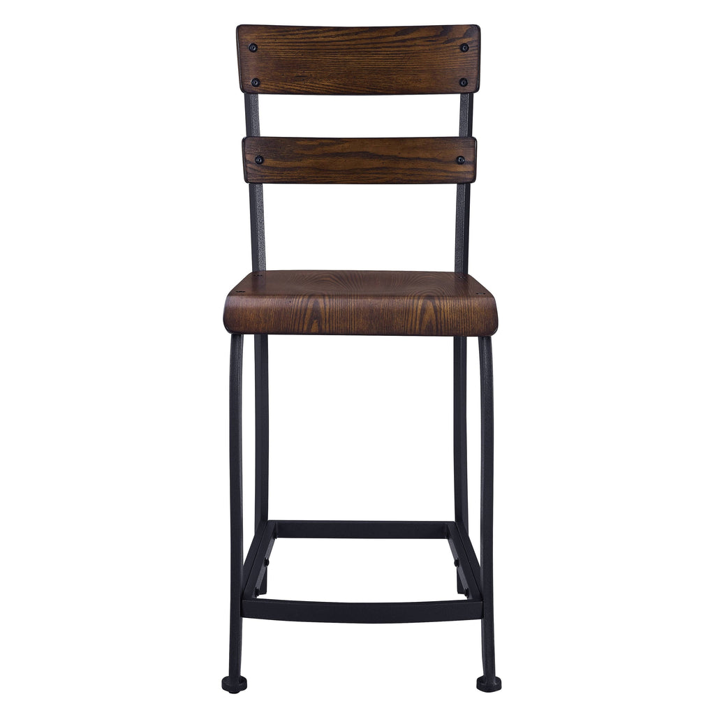 Brown Wood and Grey Metal Gathering Stools Set of 4 W9569