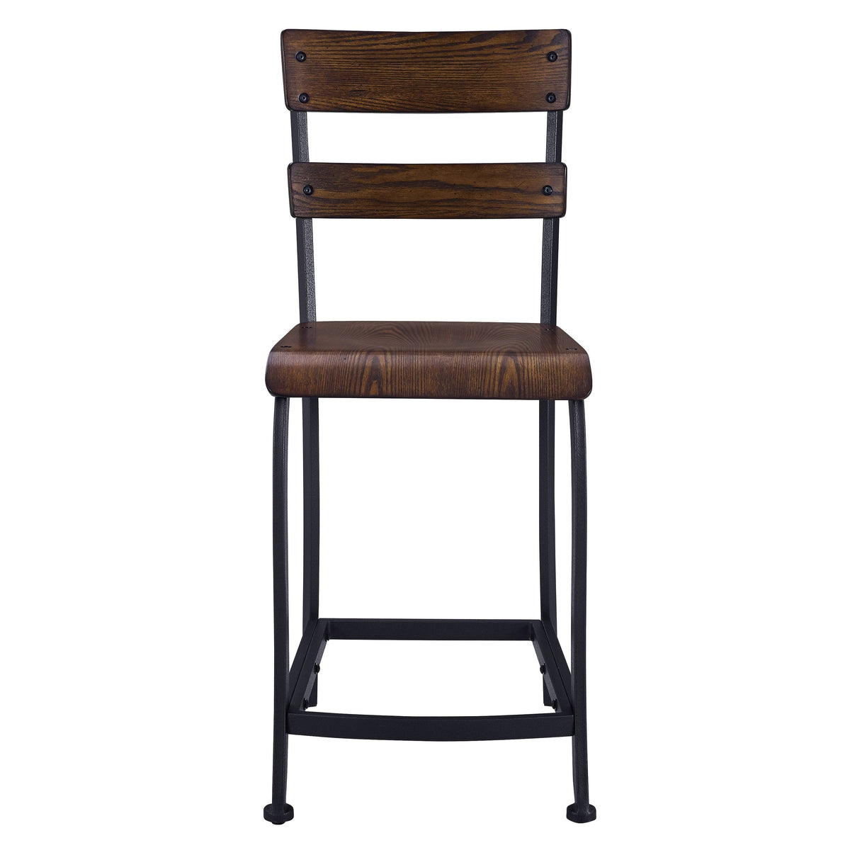 Brown Wood and Grey Metal Gathering Stools Set of 4 W9569