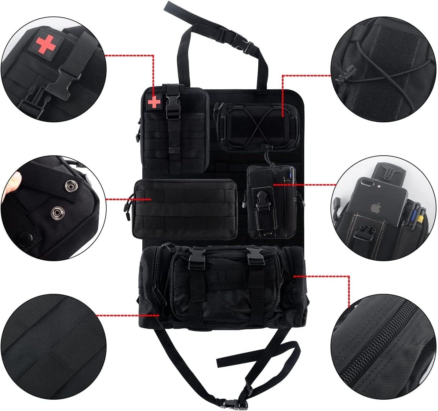 Front Seat Back Storage Bag Organizer with 5 Bags M8190