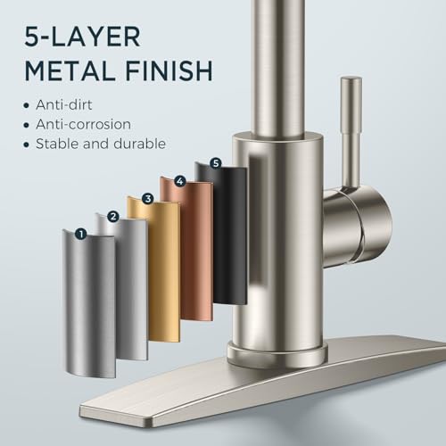 Black Kitchen Faucet with Pull Down Sprayer Stainless Steel High Arc Gooseneck K97585
