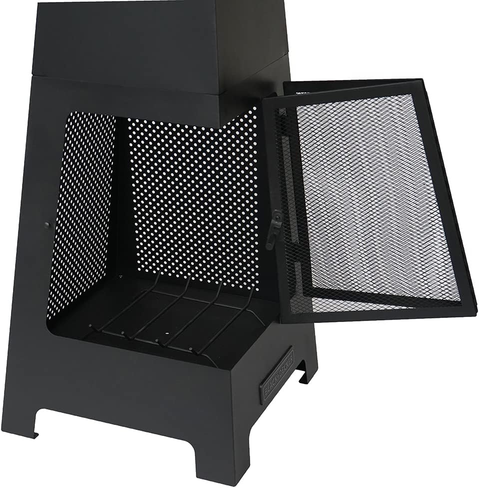 Black Steel Chiminea Fireplace with Poker C739350