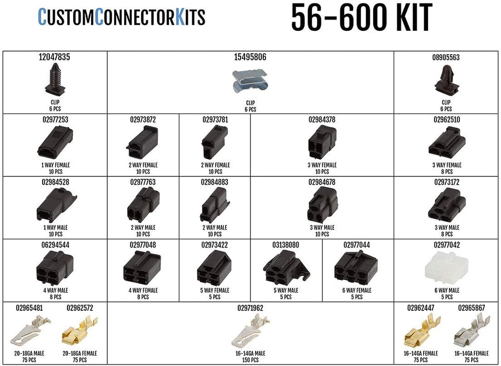 Automotive Electrical Connectors 600 Piece Kit with Crimp Tool B64937