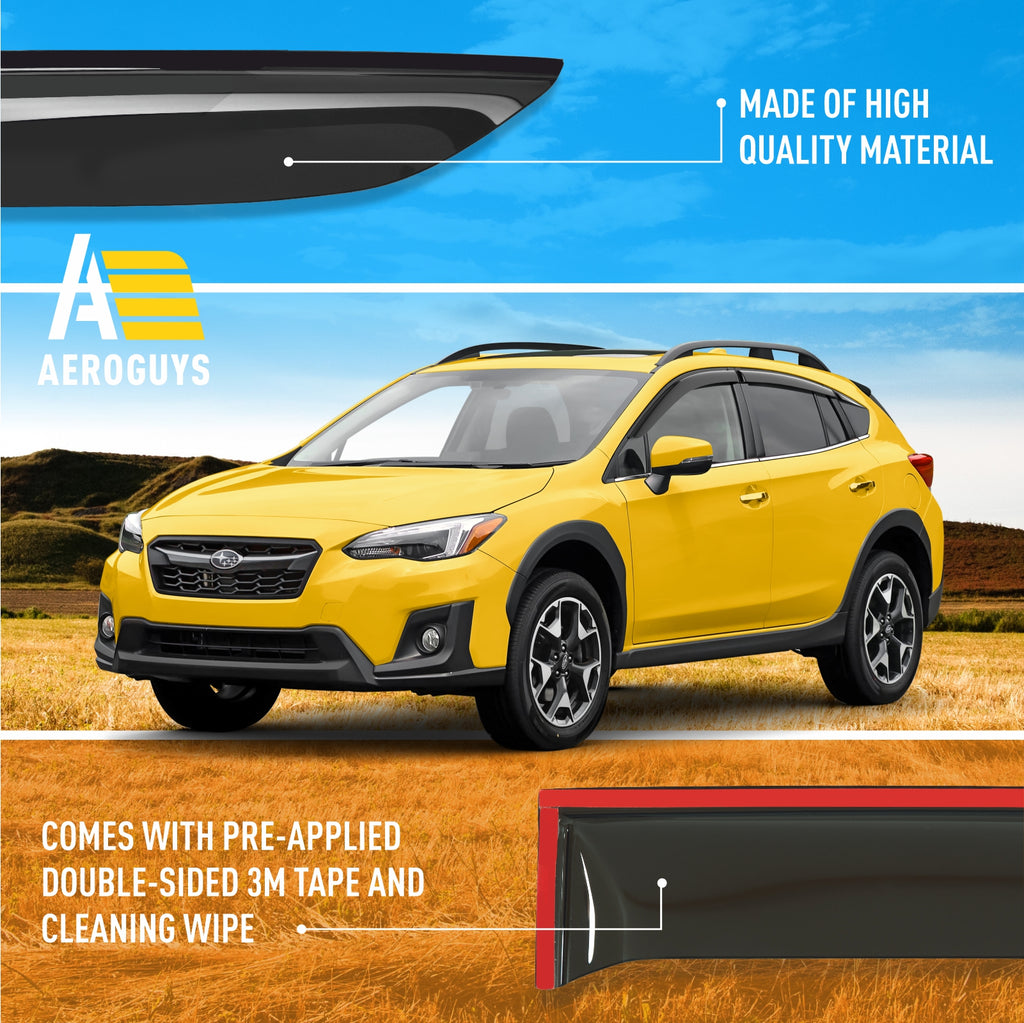 Tape-On Window Deflectors Rain Guards for Subaru XV Crosstrek 2018-2023, 6pcs D421171
