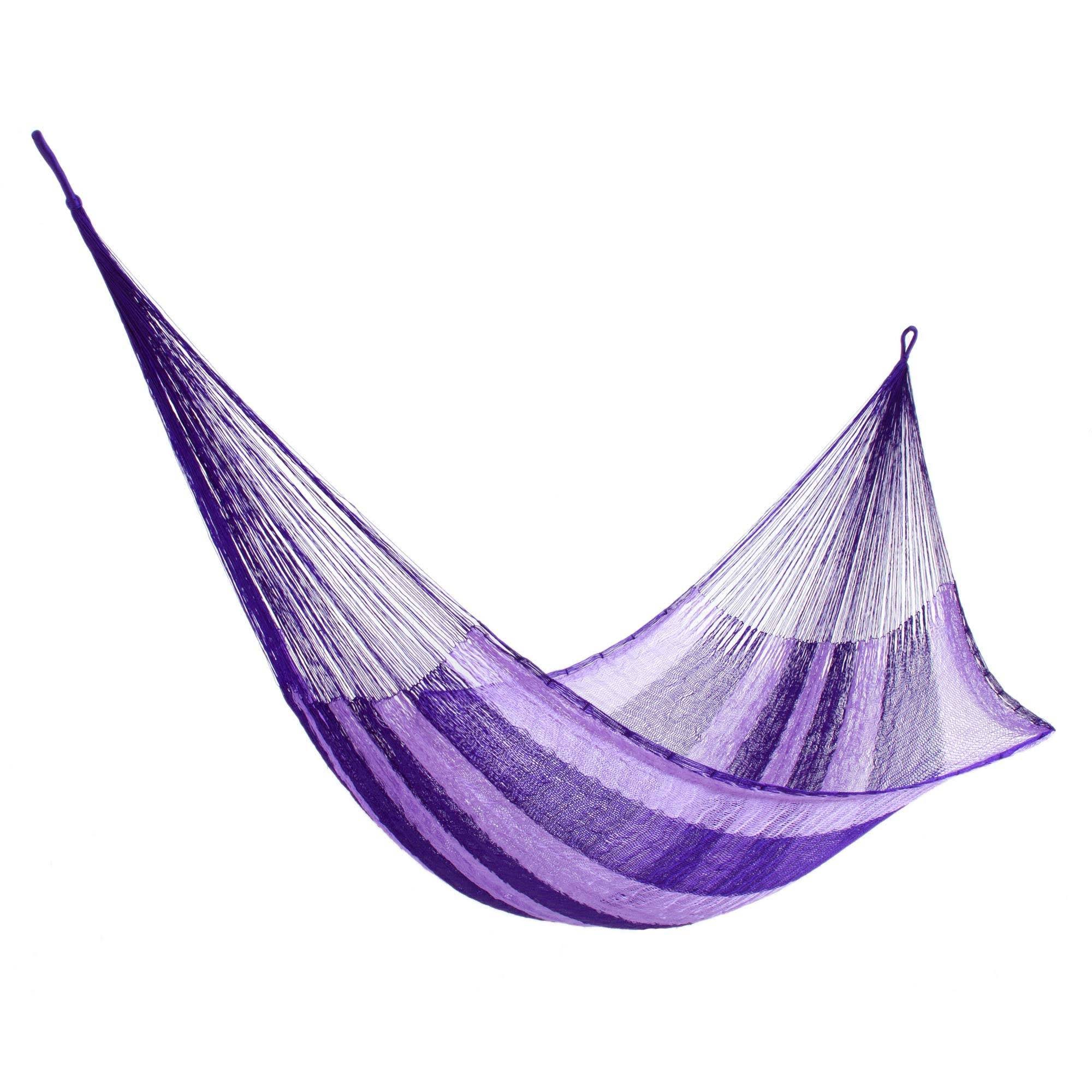Purple Nylon Hand Woven Mayan Hammock T27254