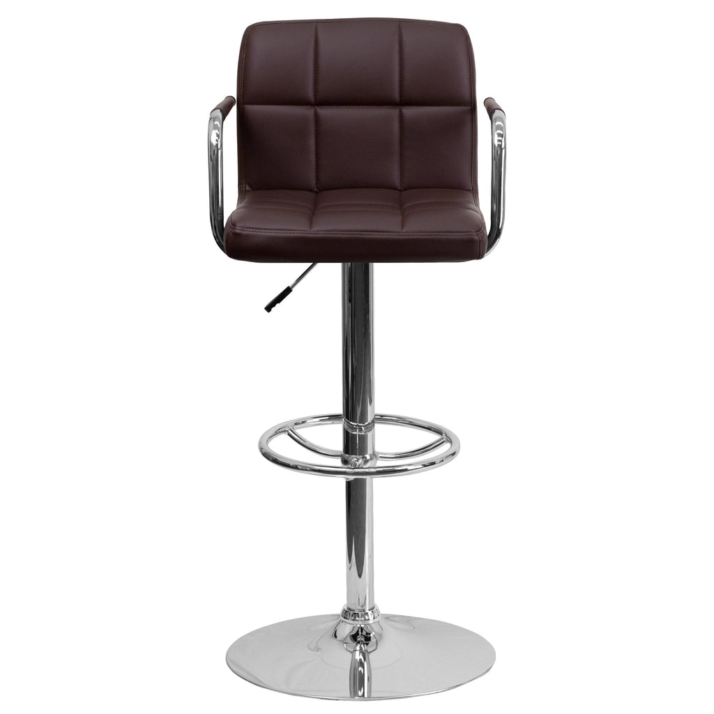 Yellow Adjustable Quilted Barstool G915
